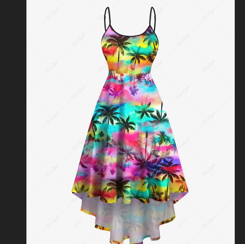 Hawaiian thin strap multi color dress xl